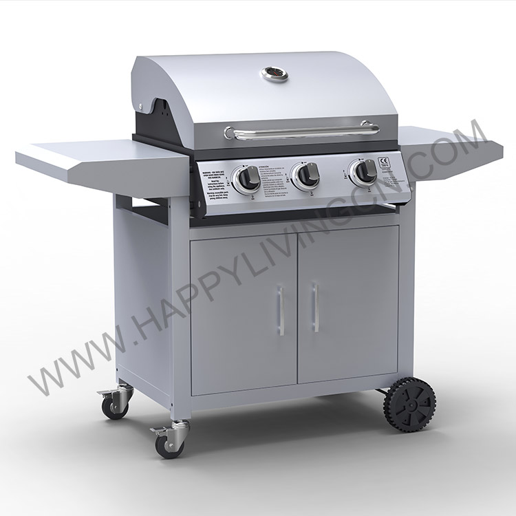 G3543-SH1C1（Silver） 3 Burner Gas BBQ