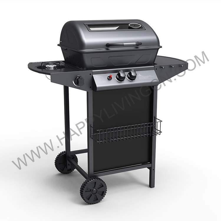 G2083G 2+1 Burner Gas BBQ with Glass Window